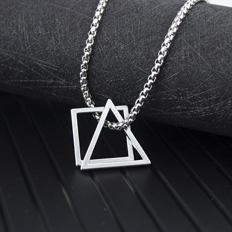 Geometry Triangle And Square Necklace by Onetify