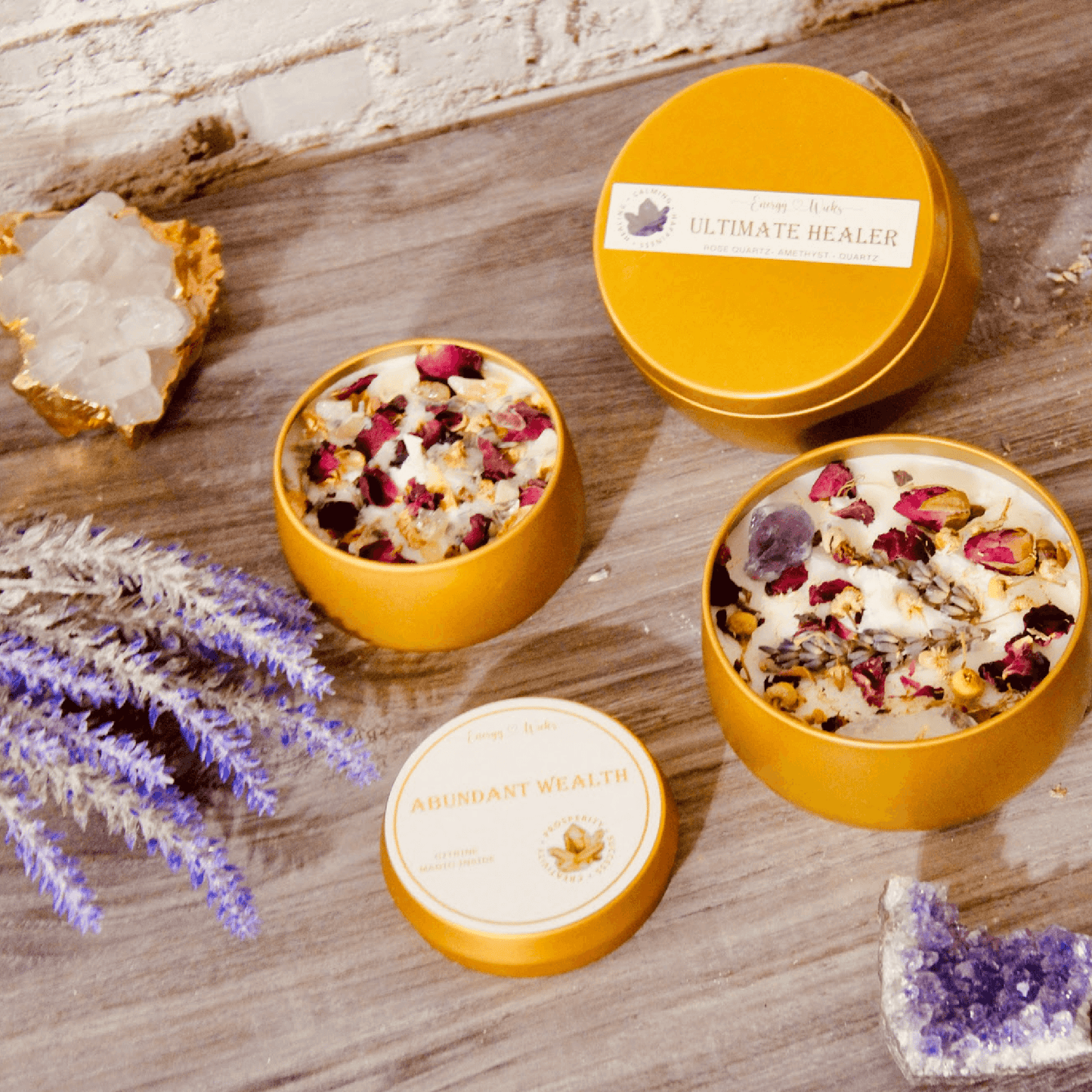 Citrine Crystal Candle - Energy Wicks