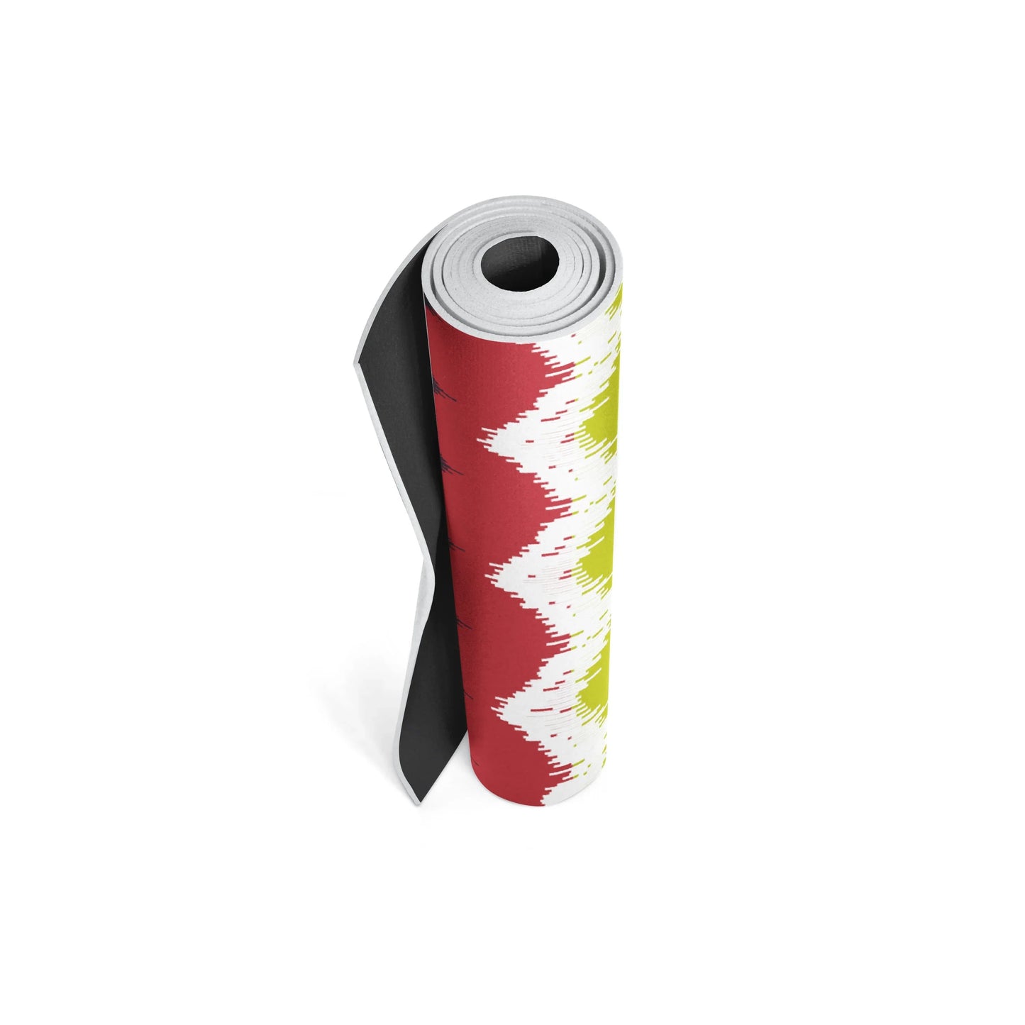 Yoga mat with colorful design on a white background