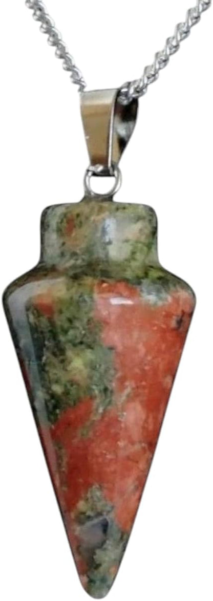 Natural Healing Crystal Pendant Necklace, Multiple Gemstone Options, 925 Sterling Silver Curb Chain