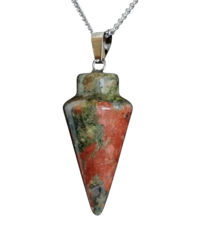 Natural Healing Crystal Pendant Necklace, Multiple Gemstone Options, 925 Sterling Silver Curb Chain