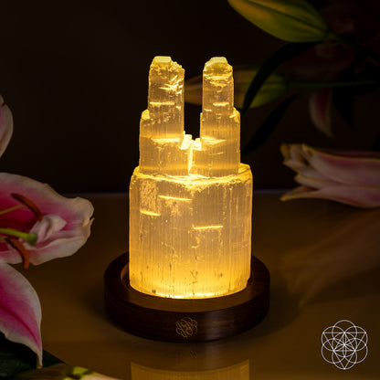 Two-Tower Selenite Lamp – Deep Energy Cleanse & Reset