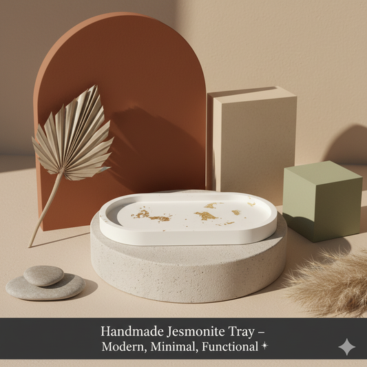 Handmade Jesmonite Tray – Minimalist Decorative Tray by Crazy About Candles