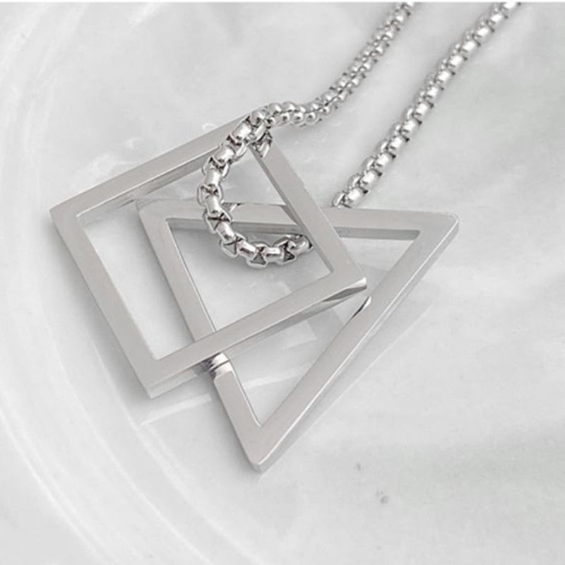Geometry Triangle And Square Necklace by Onetify