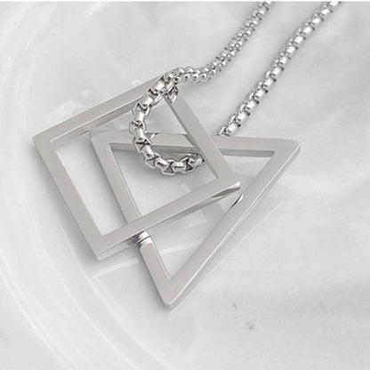 Geometry Triangle And Square Necklace by Onetify