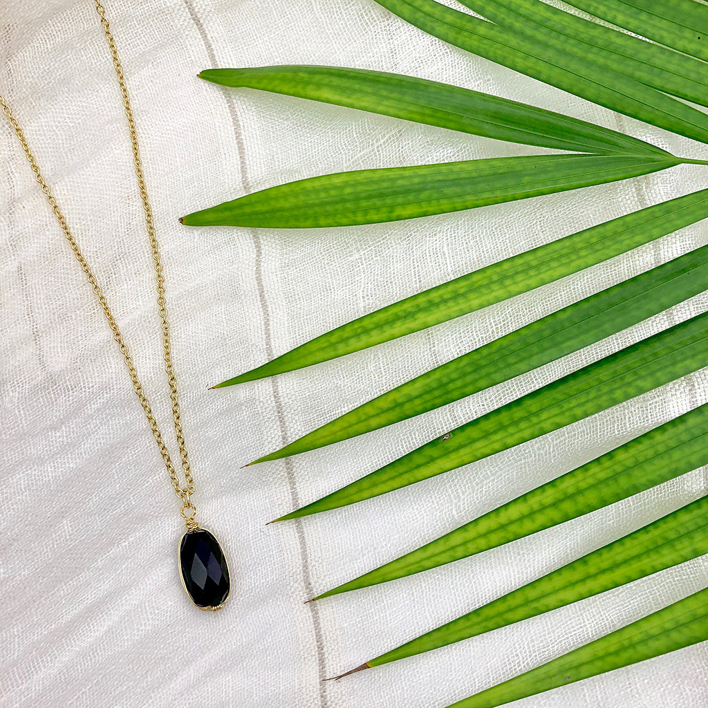 black quartz crystal necklace