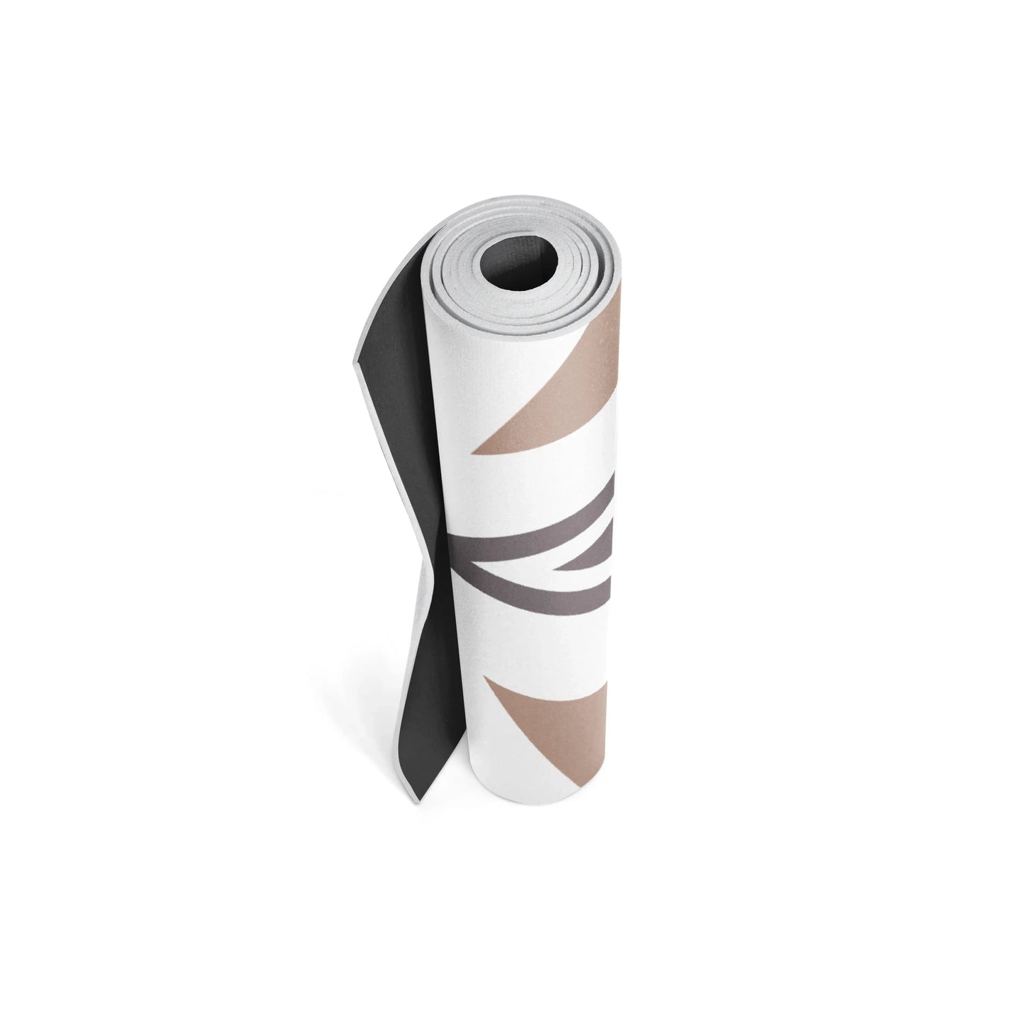 Yoga mat with geometric pattern on a white background