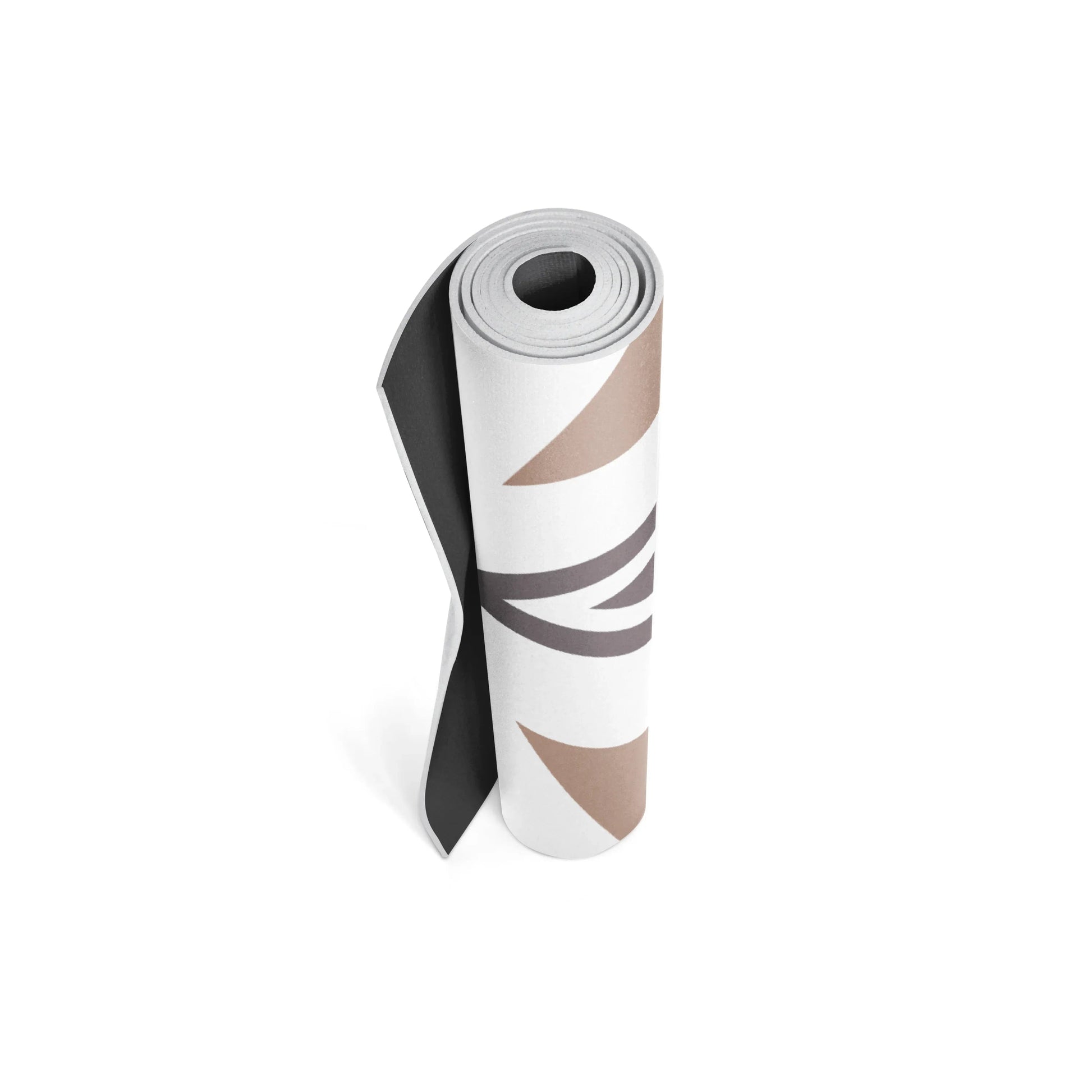 Yoga mat with geometric pattern on a white background