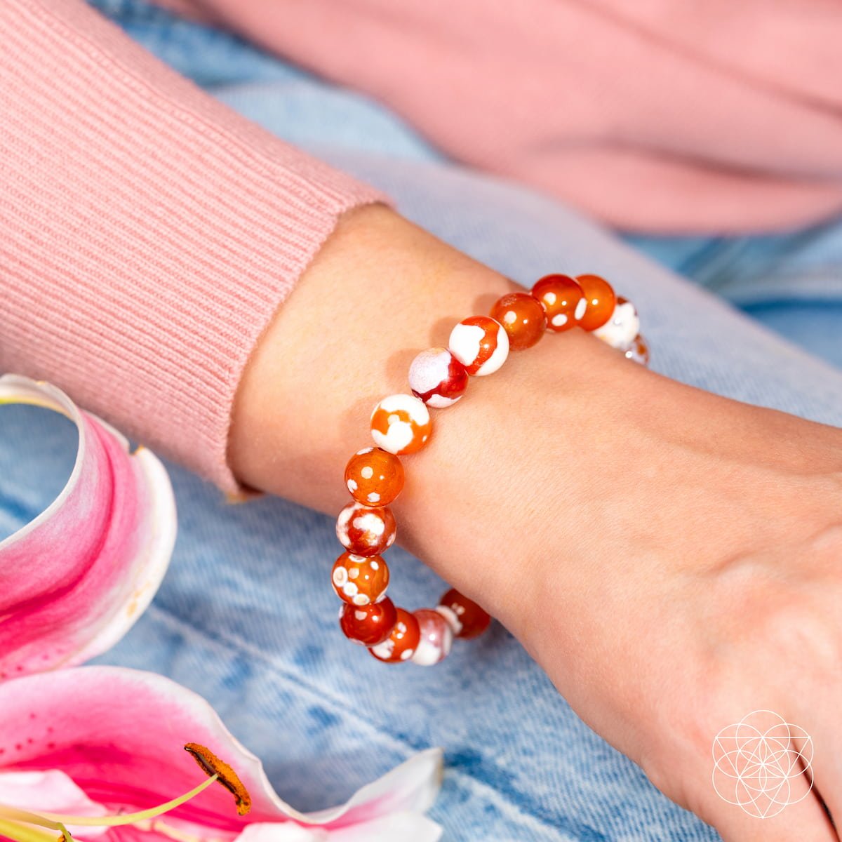 Feminine Force – Carnelian Orca Agate Bracelet