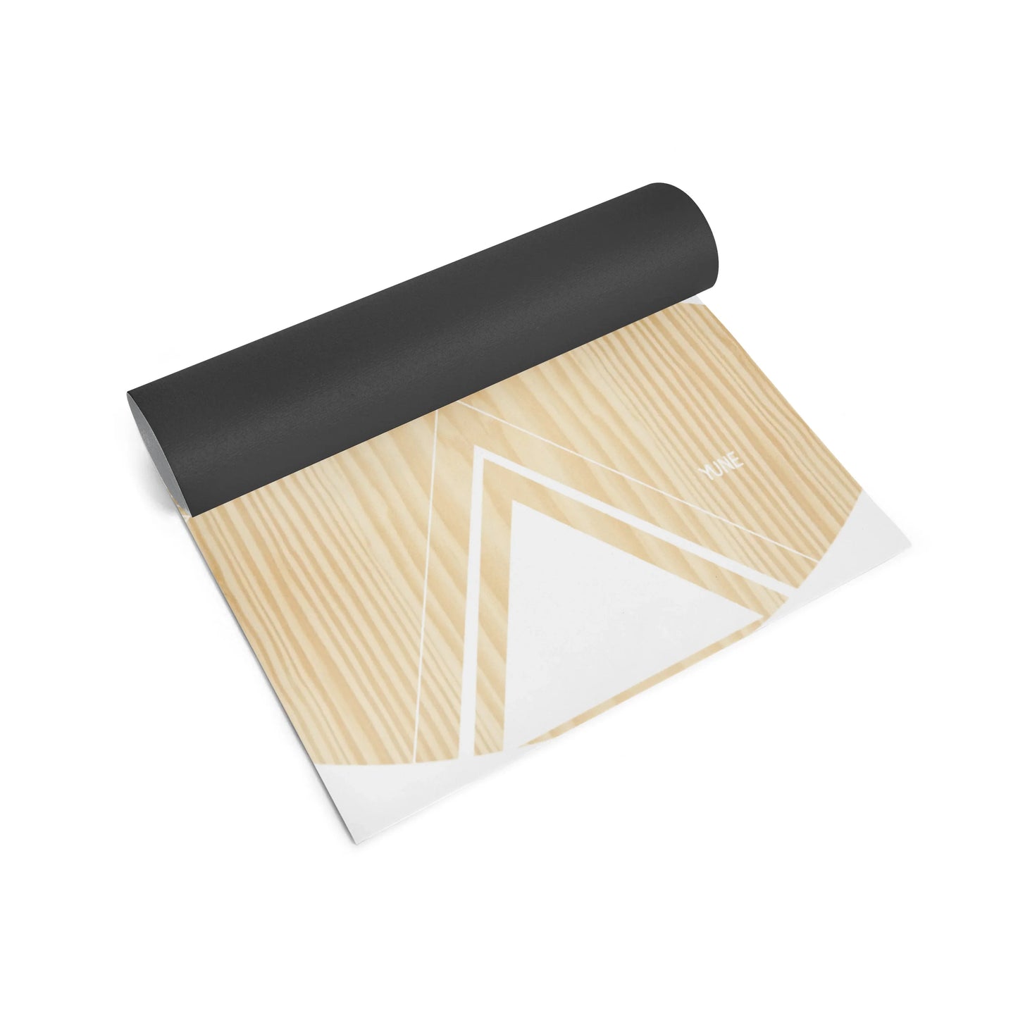 Yoga mat with geometric design on a white background