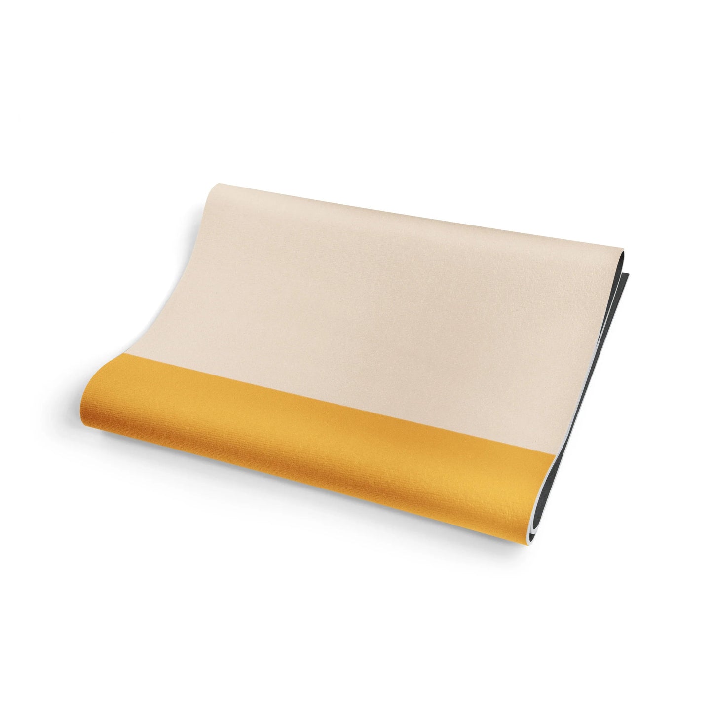 Beige and mustard yellow fabric swatch on a white background