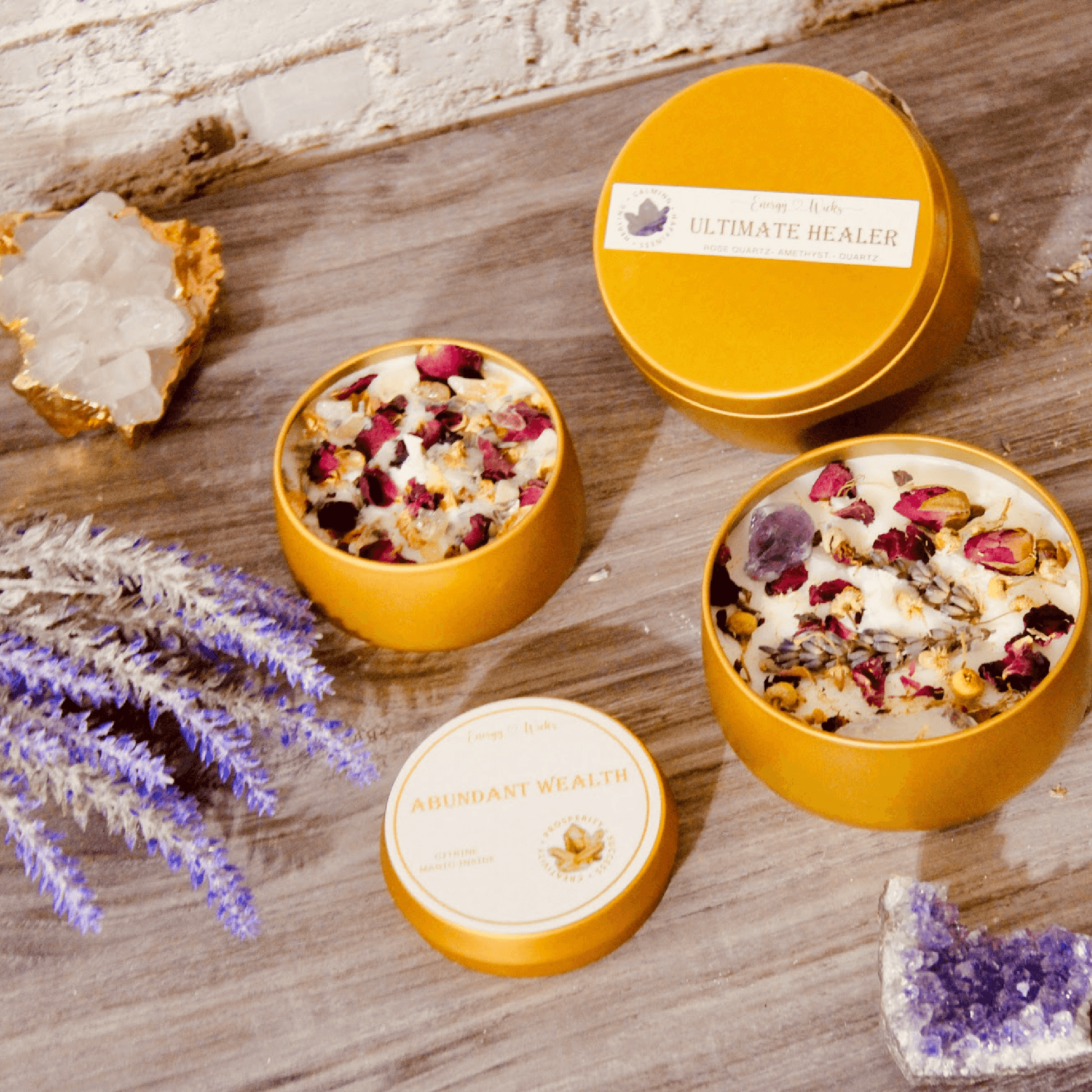 Citrine Crystal Candle - Energy Wicks